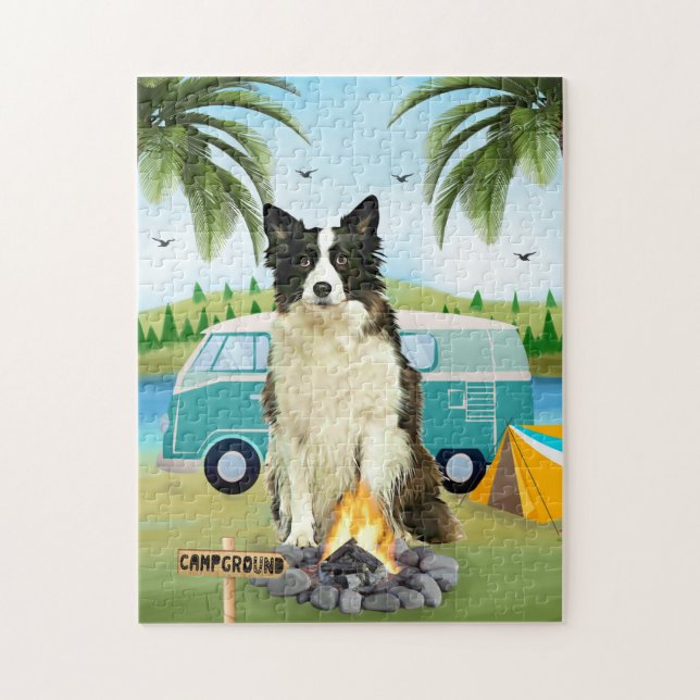 Puzzle Camping de chiens Collie Frontière (Vertical)