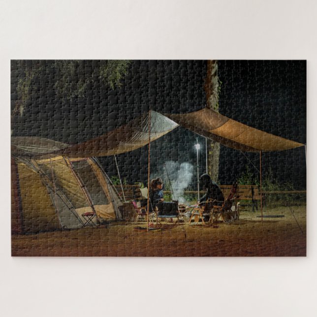 Puzzle Camping Tente Nuit Nature Extérieure Forêt Cuisson (Horizontal)