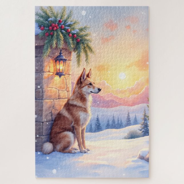 Puzzle Canaan Dog Desert Stone Winter Christmas Art