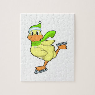 Puzzle Canard au patinage sur glace avec patins sur glace