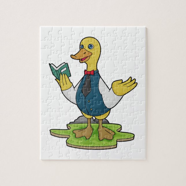Puzzle Canard comme enseignant avec livre (Vertical)