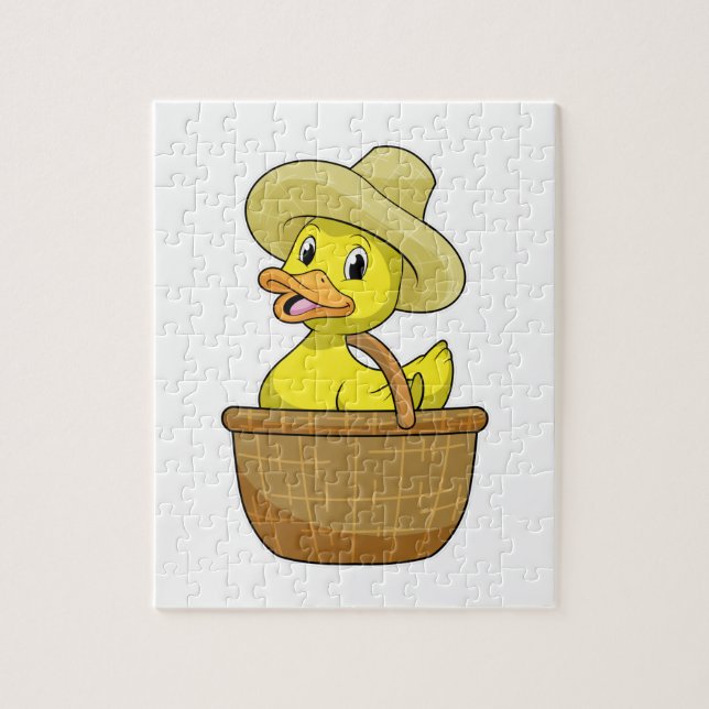 Puzzle Canard comme fermier avec panier (Vertical)