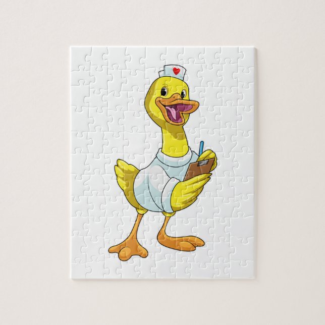 Puzzle Canard comme infirmière avec coeur (Vertical)