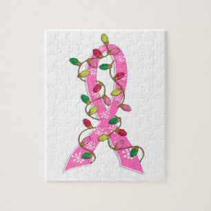 Puzzle Cancer du sein - Éclairage de Noël Ruban