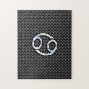 Puzzle Cancer Zodiac Symbol Charcoal Carbon Fiber Print