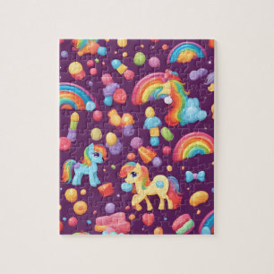 Puzzle Candies motifs colorées sucreries poneys arc-en-ci
