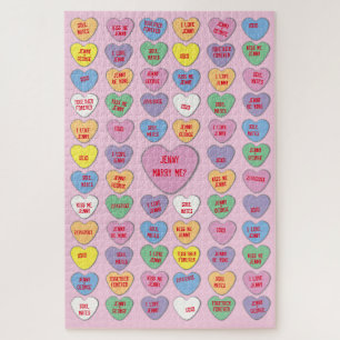 Puzzle Candy Hearts messages personnalisés Valentine