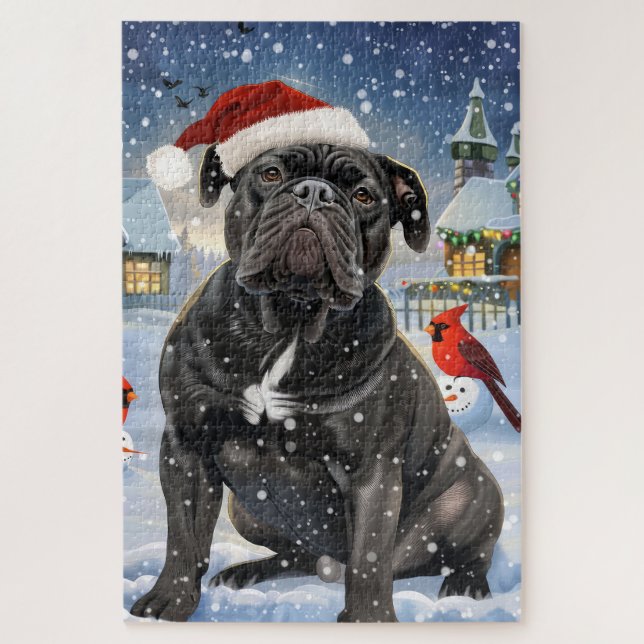 Puzzle Cane Corso Winter Wonderland Noël Joie (Vertical)