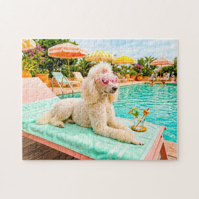 Puzzle Caniche sur chaise longue (Horizontal)