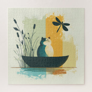 Puzzle Canot de chat blanc minimaliste Abstrait Lake Chub