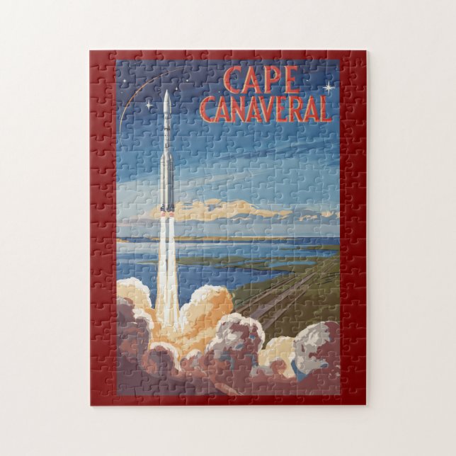 Puzzle Cape Canaveral Florida Peintre Voyage Art Retro (Vertical)