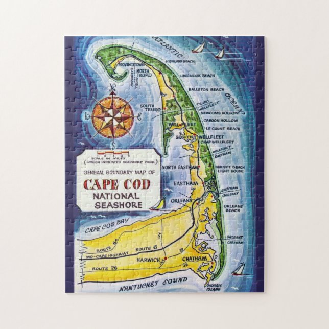 Puzzle CapeCod Vintage 11x14 Map (Vertical)