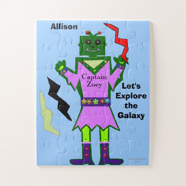 Puzzle Capitaine Zoey Girl Robot Roses Fleurs en tenue (Vertical)