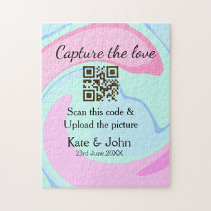 Puzzle Capturez l'amour ajouter QR scan marbre rose bleu
