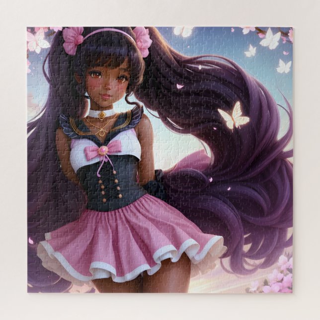 Puzzle Caractère Femme Noire Anime Animecore (Vertical)