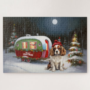 Puzzle Caravane de Noël Cavalier King Charles Spaniel