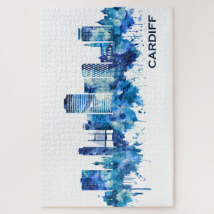Puzzle Cardiff Wales Skyline Blue