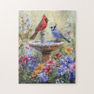 Puzzle Cardinal aquarelle et Jay bleu