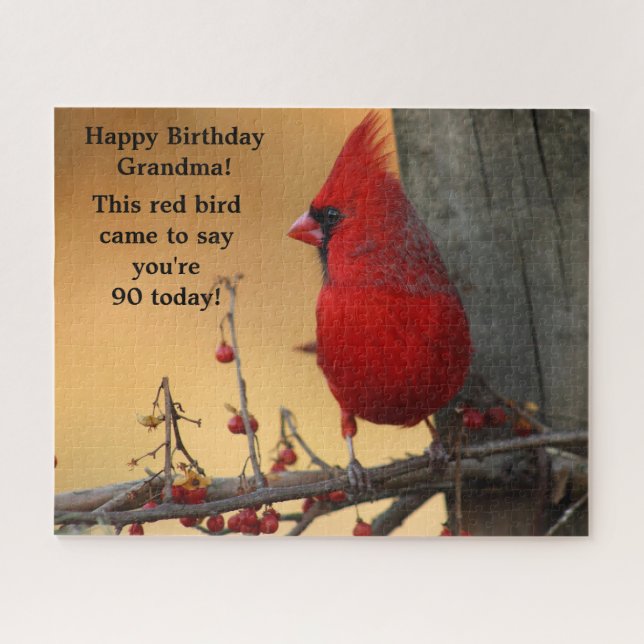 Puzzle Cardinal des oiseaux rouges, grand-mère cadeau d'a (Horizontal)