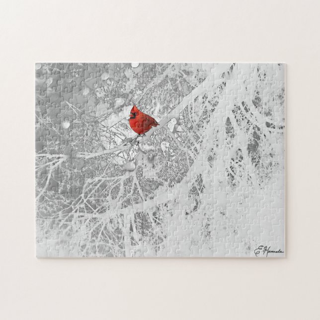 Puzzle Cardinal en hiver (Horizontal)