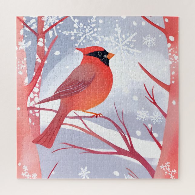 Puzzle Cardinal rouge | Belle aquarelle peinture (Vertical)