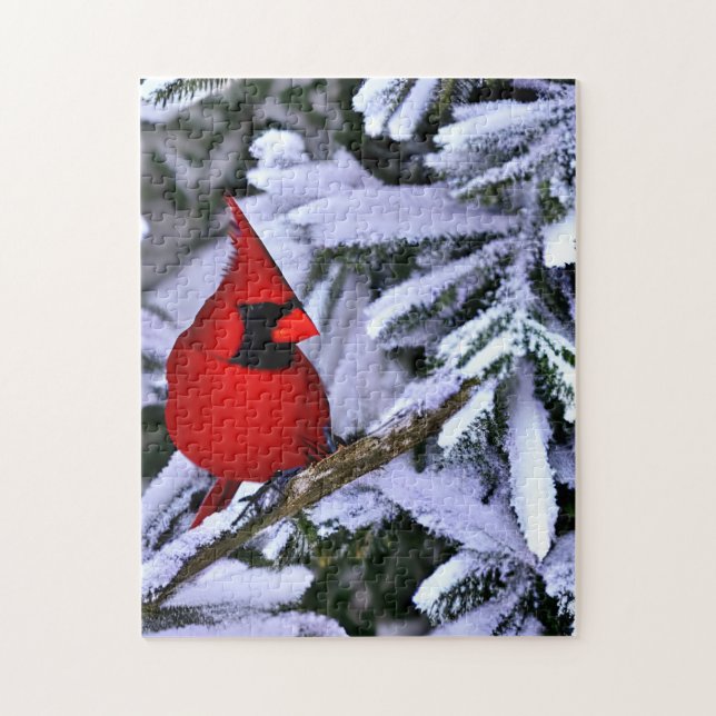 Puzzle Cardinal rouge d'hiver (Vertical)