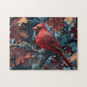 Puzzle Cardinal rouge perché sur la branche