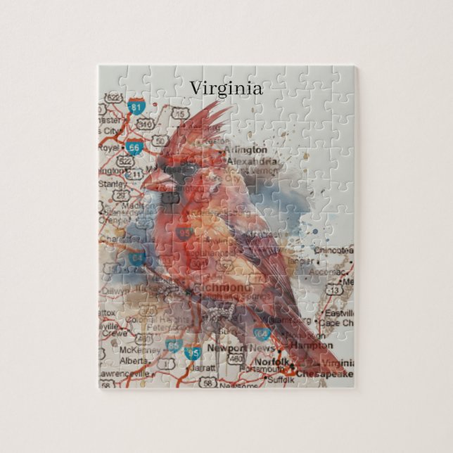 Puzzle Cardinal sur Virginia Road Map (Vertical)