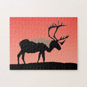Puzzle Caribou au coucher du soleil - Art original de la 