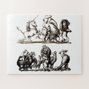 Puzzle Caricature animale Unicorne Elephant Lion Zoo