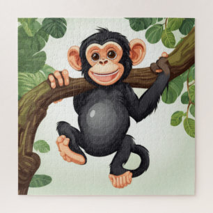 Puzzle Caricature de chimpanzé fou mignon