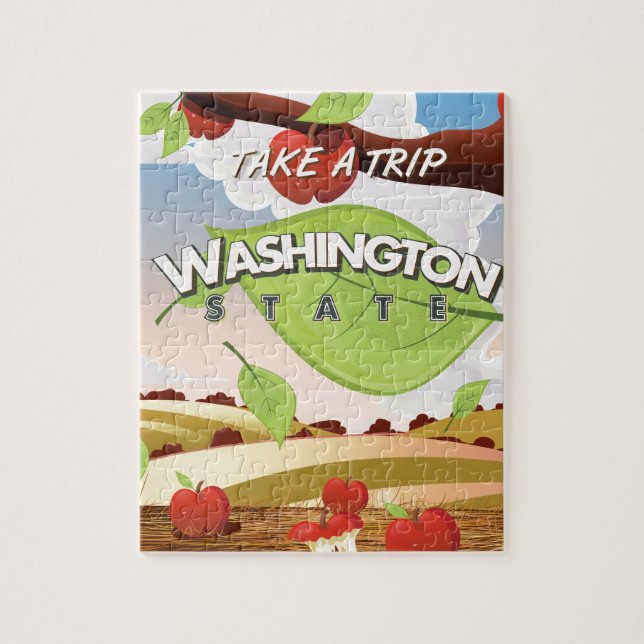 Puzzle Caricature de l'affiche de l'arbre Apple de Washin (Vertical)