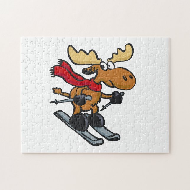 Puzzle Caricature de Moose Skier| choisir la couleur arri (Horizontal)