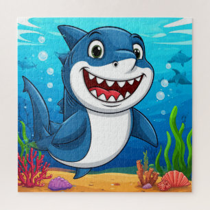 Puzzle Caricature souriante Requin nager sous l'eau