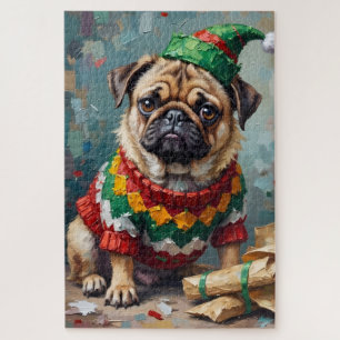 Puzzle Carlin Bouledogue dans un Chapeau d'Elfe Art de No