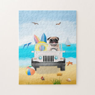 Puzzle carlin chien conduite sur la plage