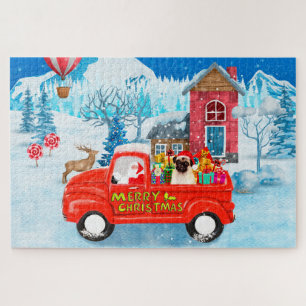 Puzzle Carlin Chien Livraison de Noël Camion Neige
