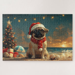 Puzzle Carlin Chien Noël Plage Vintage