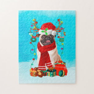 Puzzle Carlin dans la neige avec cadeaux de Noël