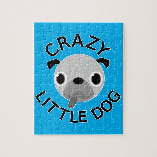 Puzzle Carlin fou petit chien sur bleu (Vertical)