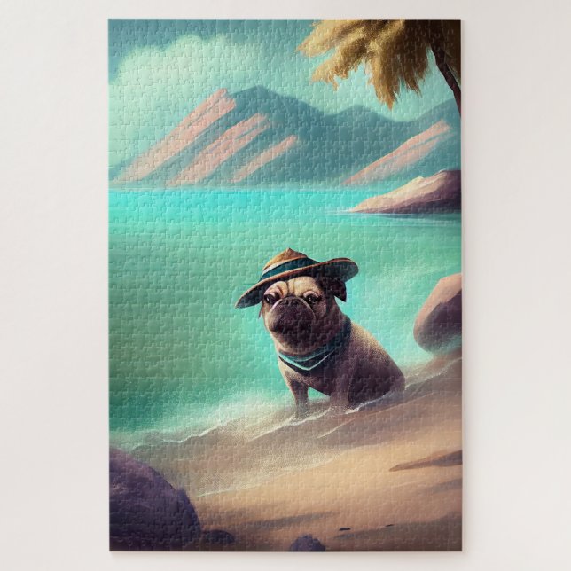 Puzzle Carlin profitant de la peinture sur plage (Vertical)