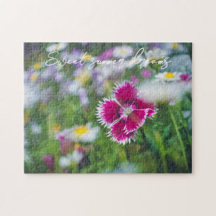 Puzzle Carnation rose avec marguerites