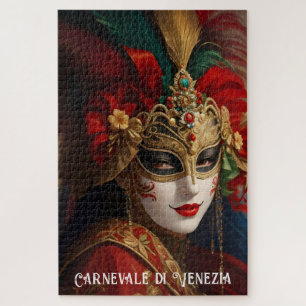Puzzle Carnaval de Venise masque or rouge vert