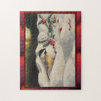 Puzzle Carol Chick-a-Dee with Mistletoe