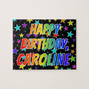 Puzzle "CAROLINE" Prénom, Amusant "HEUREUX ANNIVERSAIRE"