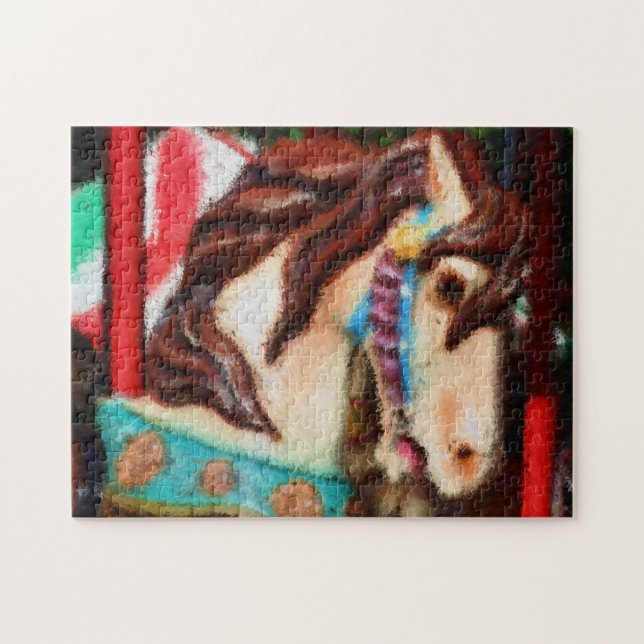 Puzzle Carousel Cheval Impressionniste Peinture (Horizontal)