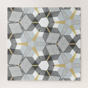 Puzzle Carré hexagone coloré : kaléidoscope géométrique.