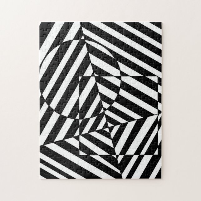 Puzzle Carré noir et blanc Zebra et Motif circulaire (Vertical)