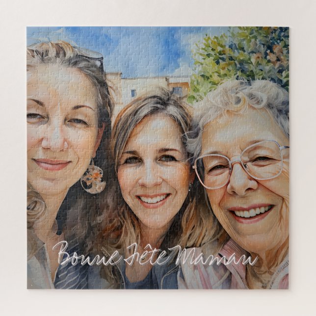 Puzzle carré Souvenir Photo Bonne Fête Maman (Vertical)