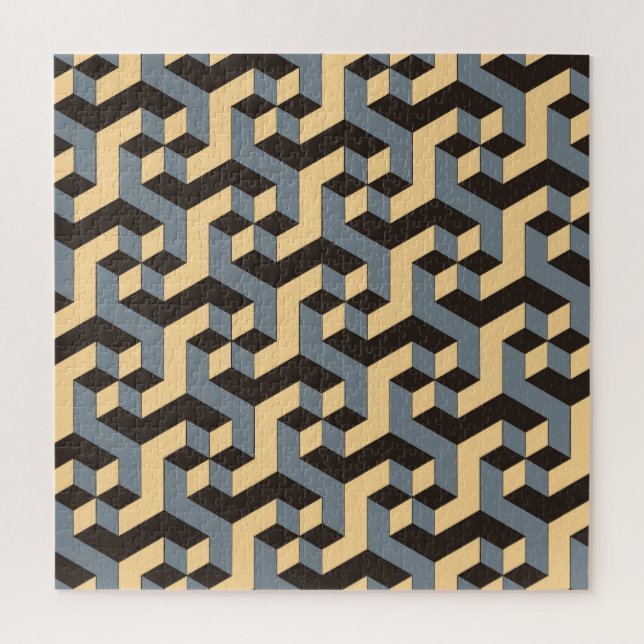 Puzzle Carreaux géométriques complexes en ivoire argenté (Vertical)